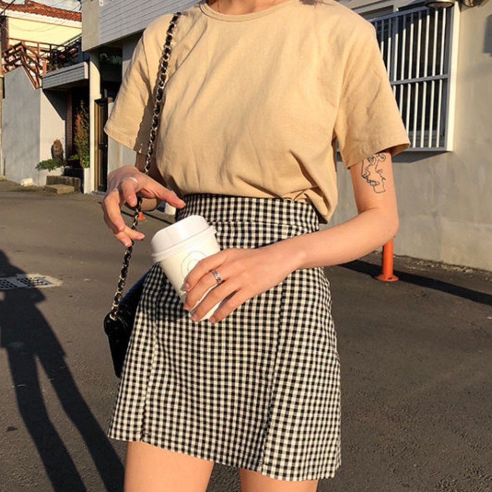 Gingham mini skirt